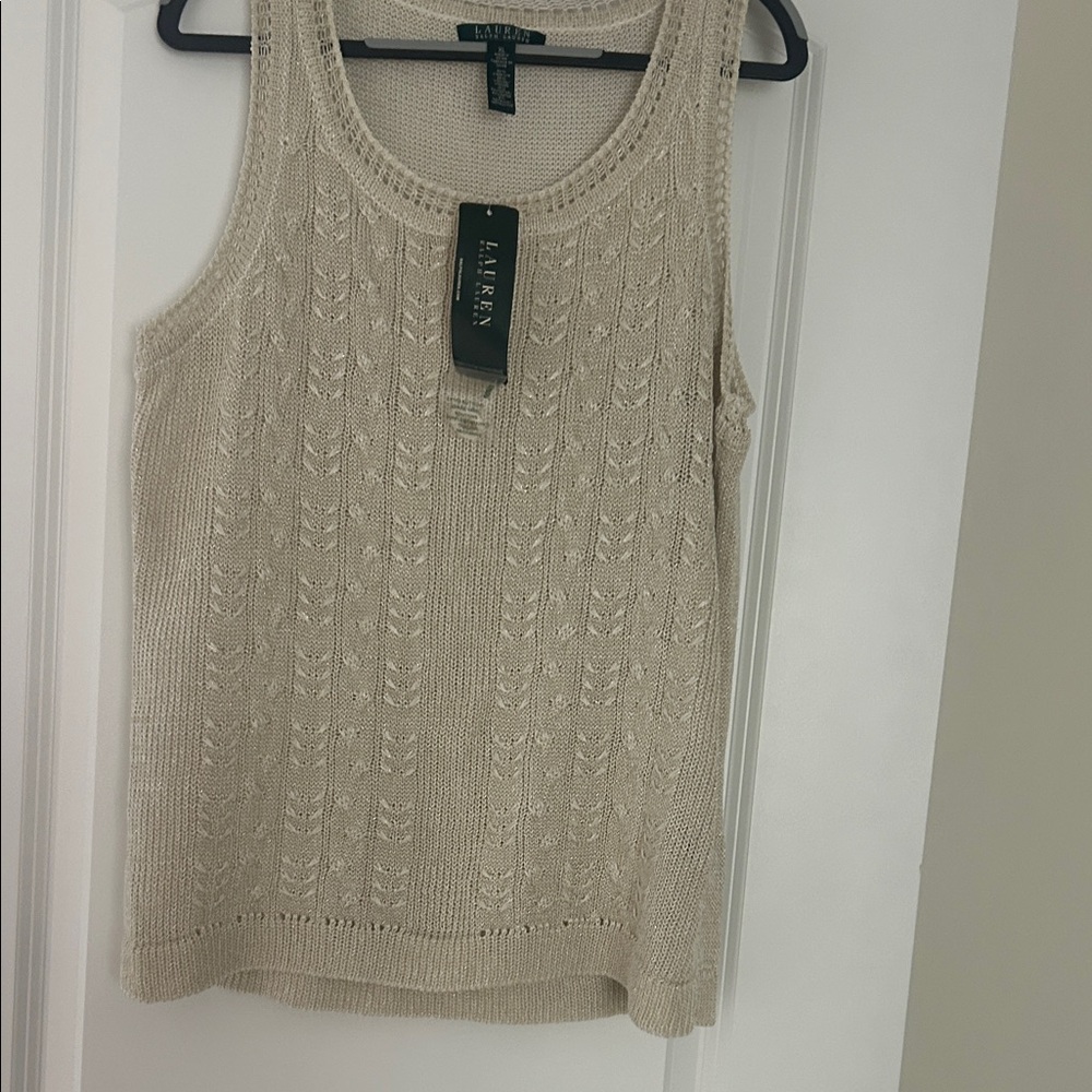 Ralph Lauren Cream Knit Sleeveless Top